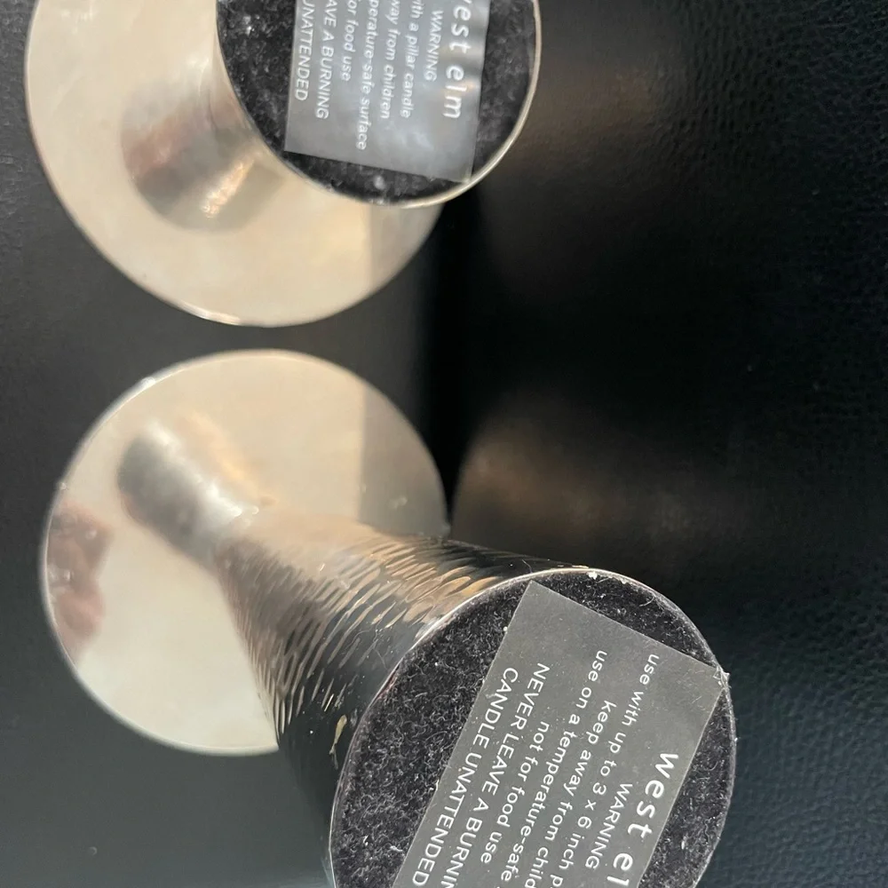 West Elm Silver Candle Holders